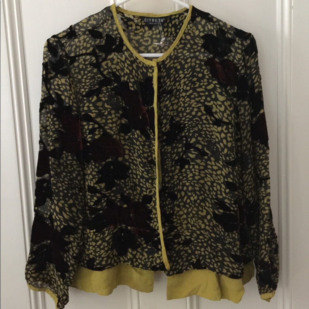 Citron Santa Monica Top, Silk, Velvet, Layered, M